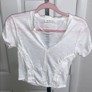 Free people cotton blend short sleeve vneck baby tee small